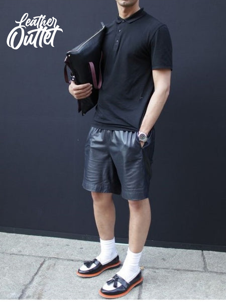 what to wear with leather shorts