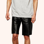 Men’s Matte Black Leather Shorts – Premium Elastic Waist Luxury Shorts