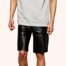 Load image into Gallery viewer, Men’s Matte Black Leather Shorts – Premium Elastic Waist Luxury Shorts
