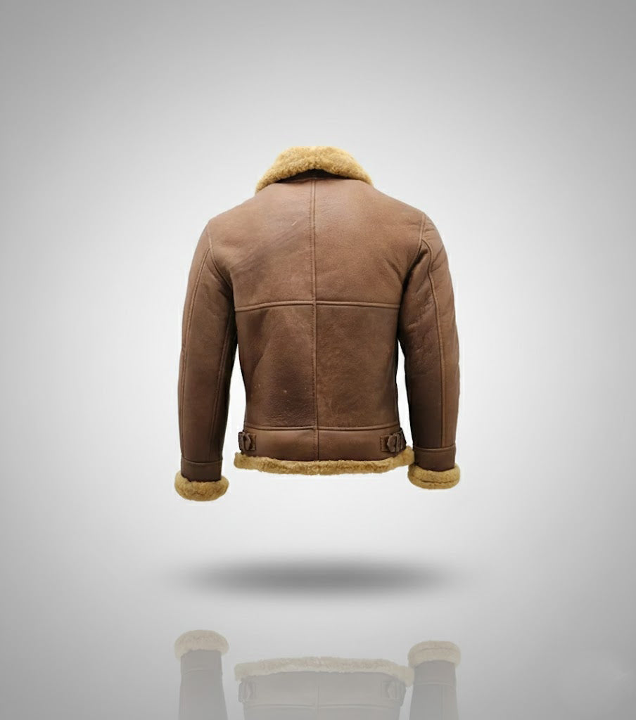 Arctic Expedition Leather Bomber Jacket – Shearling Pilot Coat