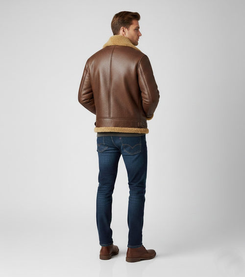 Arctic Expedition Leather Bomber Jacket – Shearling Pilot Coat