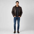 Herren Leder Trenchcoat – Mittellange Winterjacke