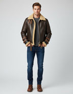 Herren B-3 Lammfell-Lederbomberjacke – Echte Fliegerjacke