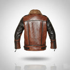Herren Zweifarbige Leder-Bomberjacke – Tan & Black Fliegerstil