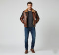 Herren Zweifarbige Leder-Bomberjacke – Tan & Black Fliegerstil