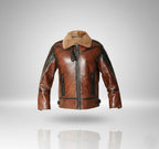 Herren Zweifarbige Leder-Bomberjacke – Tan & Black Fliegerstil
