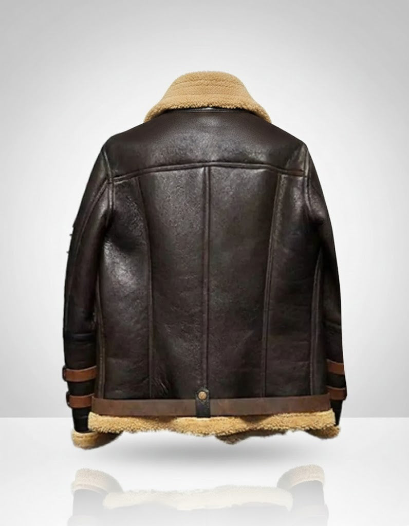 Herren B-3 Lammfell-Lederbomberjacke – Echte Fliegerjacke