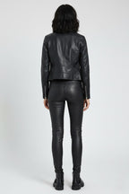 Damen Schwarze Echtleder Motorradhose – Slim Fit Biker Stil