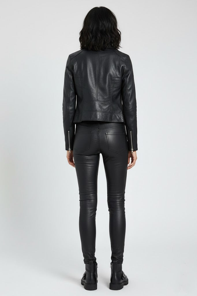 Damen Schwarze Echtleder Motorradhose – Slim Fit Biker Stil