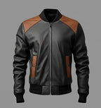 Men’s Tri-Color Leather Bomber Jacket – Real Varsity Style