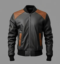 Laden Sie das Bild in den Galerie-Viewer, Herren Bomberjacke aus dreifarbigem Leder – Echter Varsity Style
