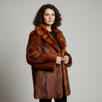 Vintage Style Reddish Brown Fur Jacket