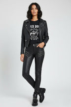 Damen Schwarze Echtleder Motorradhose – Slim Fit Biker Stil