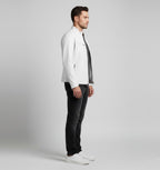 Signature Alabaster White Leather Biker Jacket – Slim Fit Moto