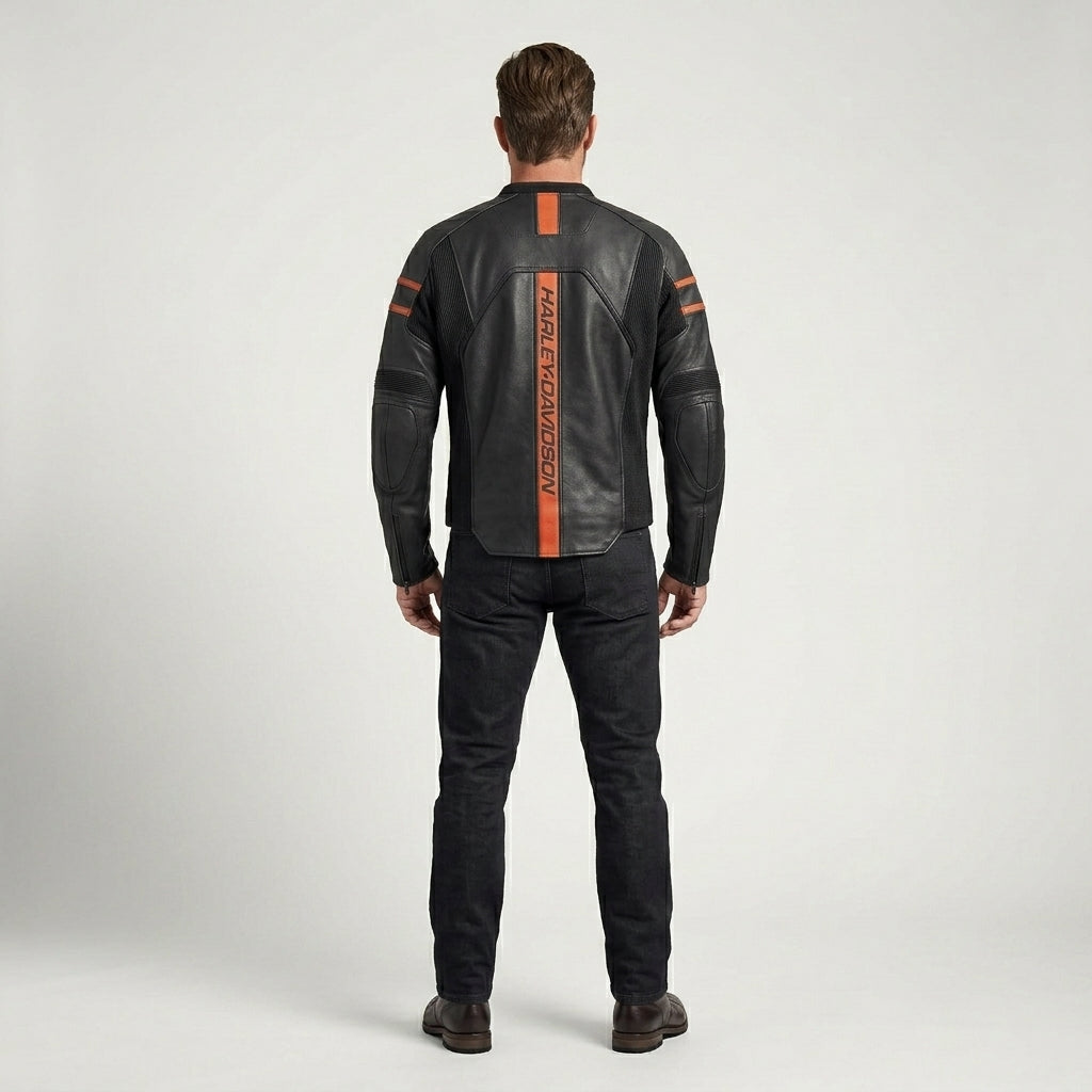 Brawler Leder Motorradjacke für Herren – Harley-Stil schwarze Bikerjacke