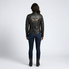 Laden Sie das Bild in den Galerie-Viewer, Women’s Epoch Leder Motorradjacke – Harley Davidson Schwarze Bikerjacke
