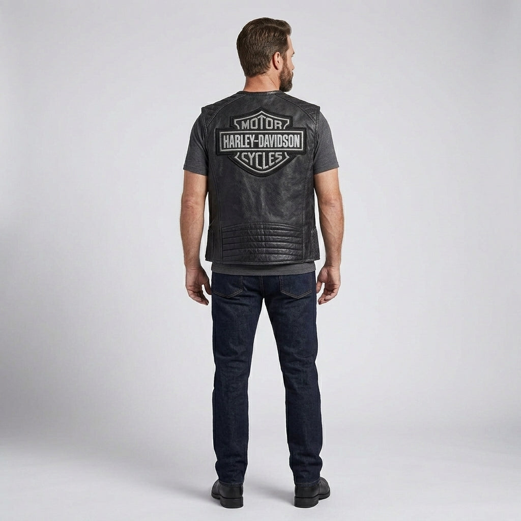Herren-Lederweste „Passing Link“ – Biker-Club-Weste im Harley-Stil