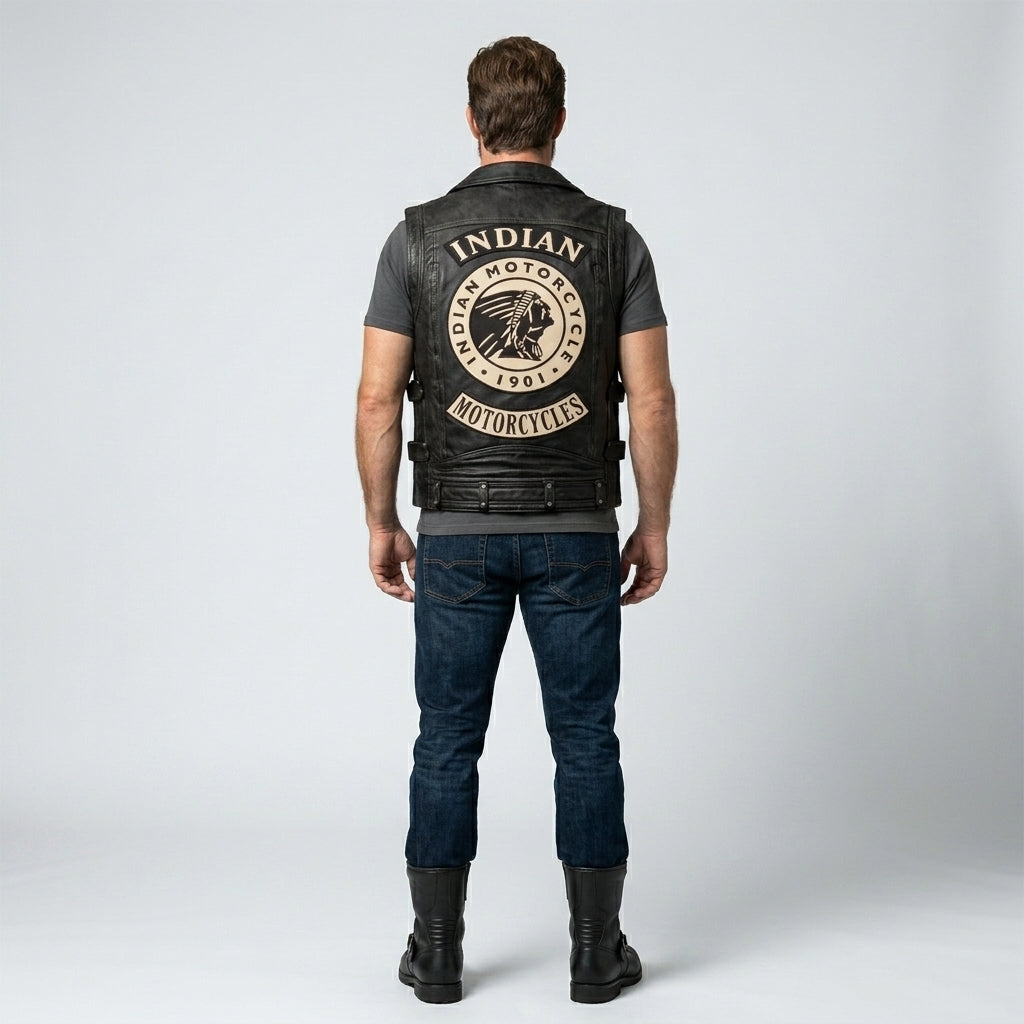 Indian Motorcycle Genuine Leather Vest – Classic Rider Edition