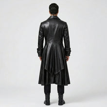 Load image into Gallery viewer, Men’s Black Steampunk Gothic Leather Tailcoat – Victorian Long Coat
