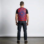 Red Spider Web Leather Vest – Bold Streetwear Biker Style