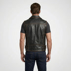 Vintage Cowhide Leather Motorcycle Vest for Men – Classic Biker Style