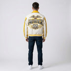 Aviators King Varsity Leather Jacket – Yellow & White Edition