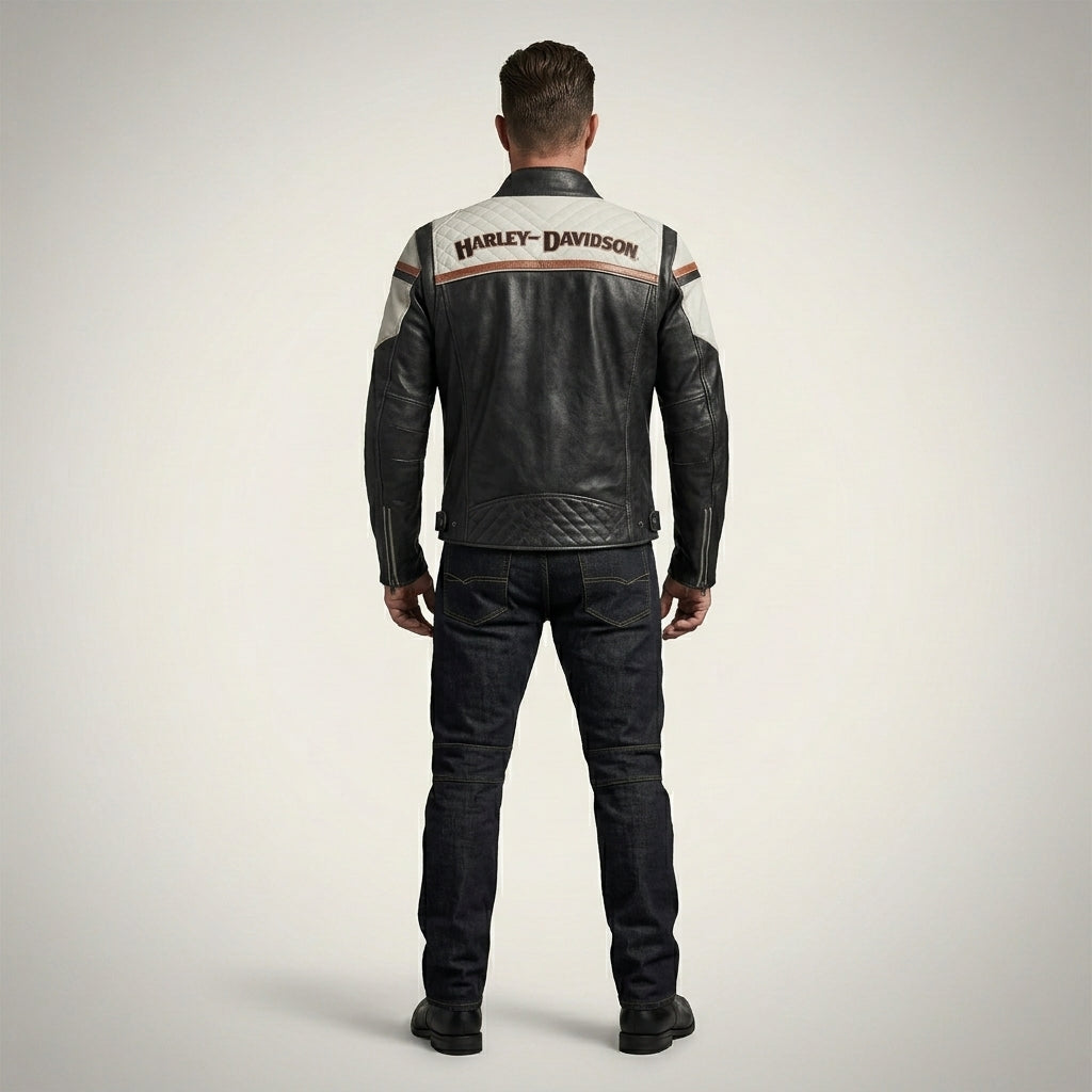 Klassische Herren-Leder-Bikerjacke – Harley Style Rider Edition