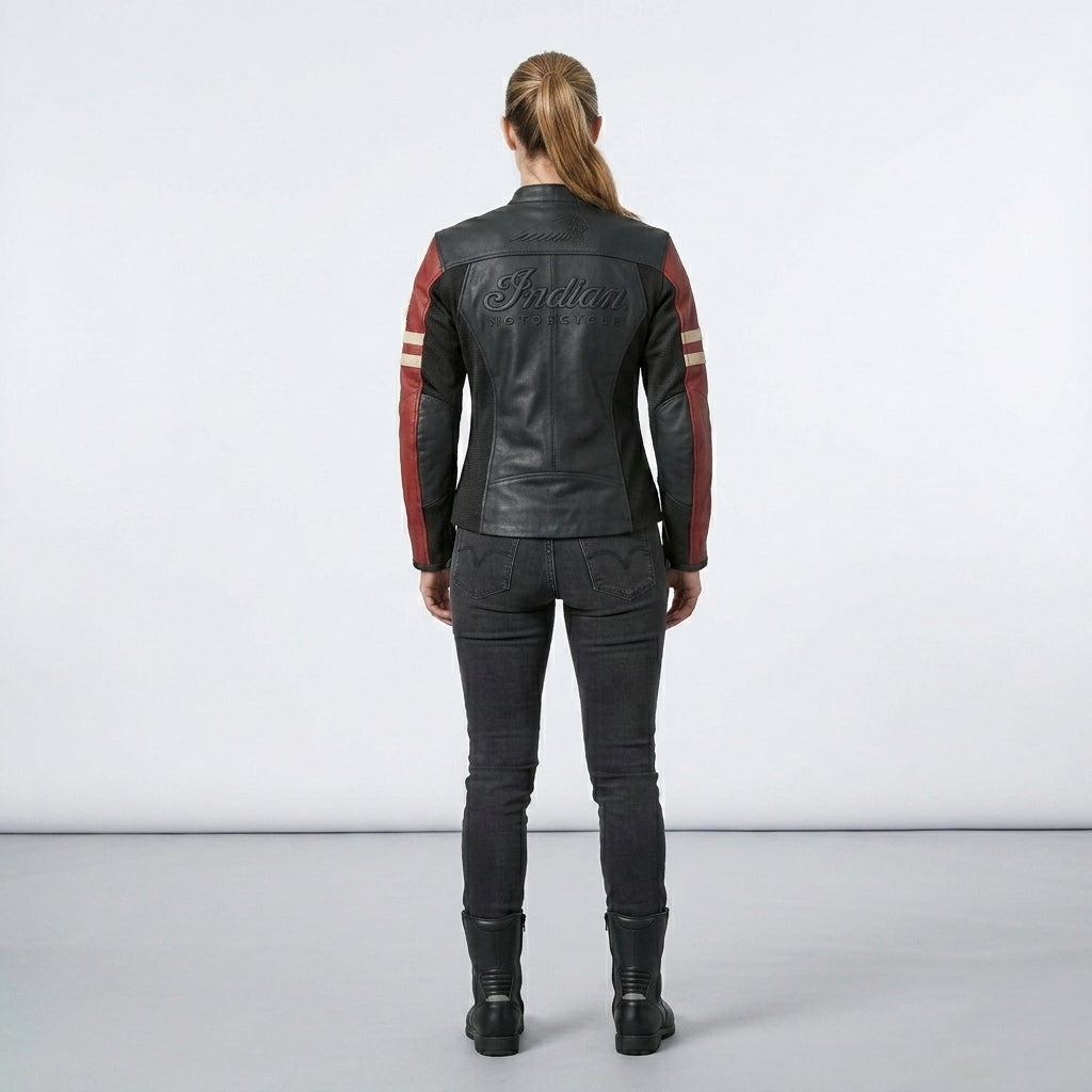 Damen Leder-Motorradjacke „Racer“ – Indian Style Heritage Edition