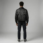 Men’s Embroidered Black Leather Jacket – Pelle Style Street Edition