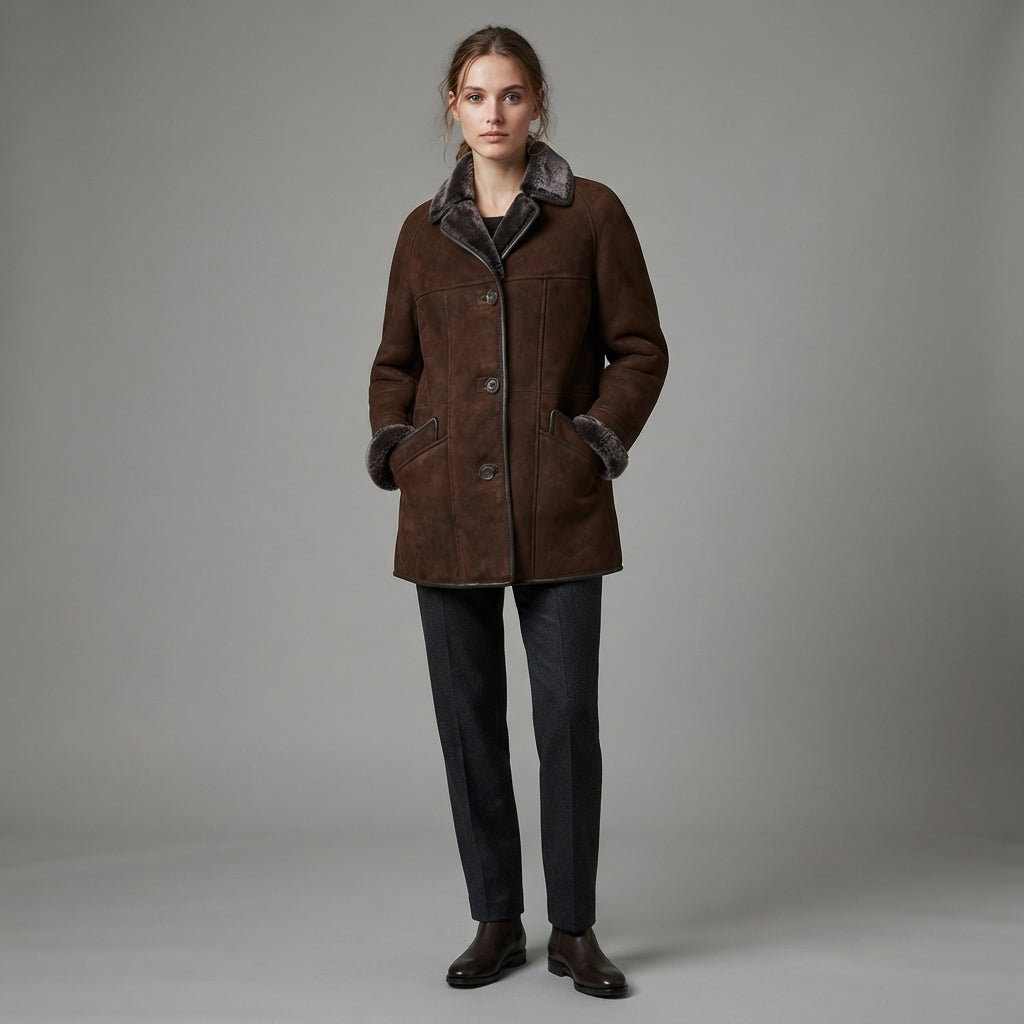 Buy Women's Dark Brown Sheepskin Coat