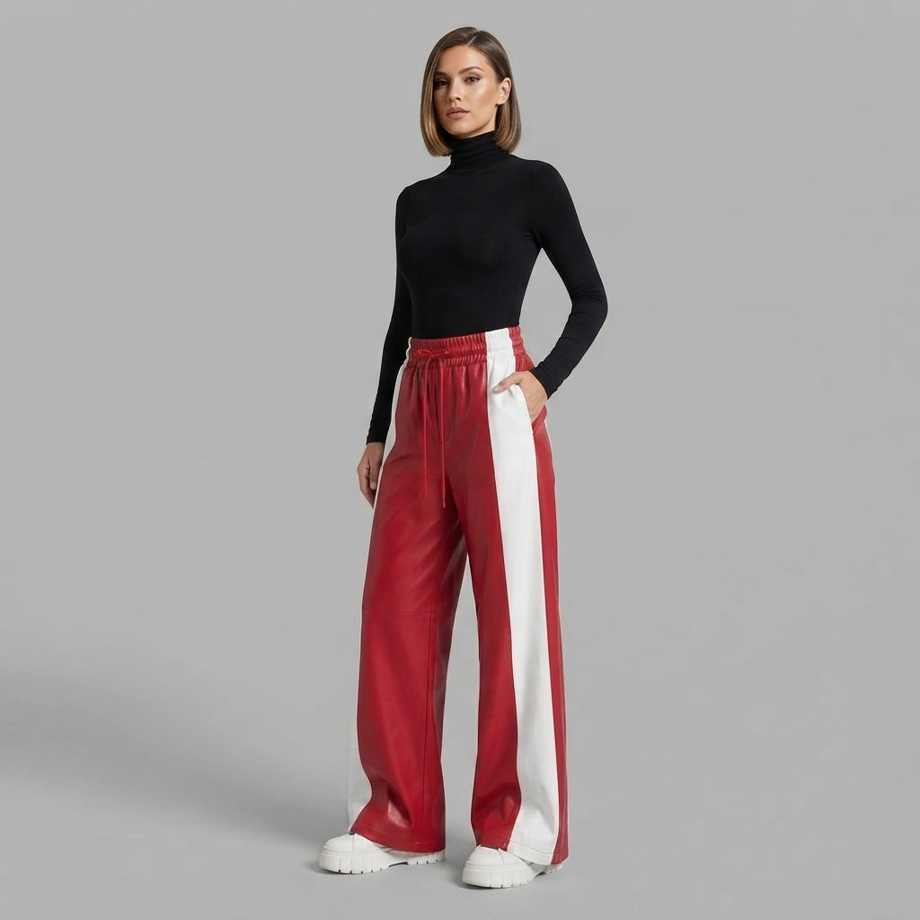 Women's Red Leather Pant