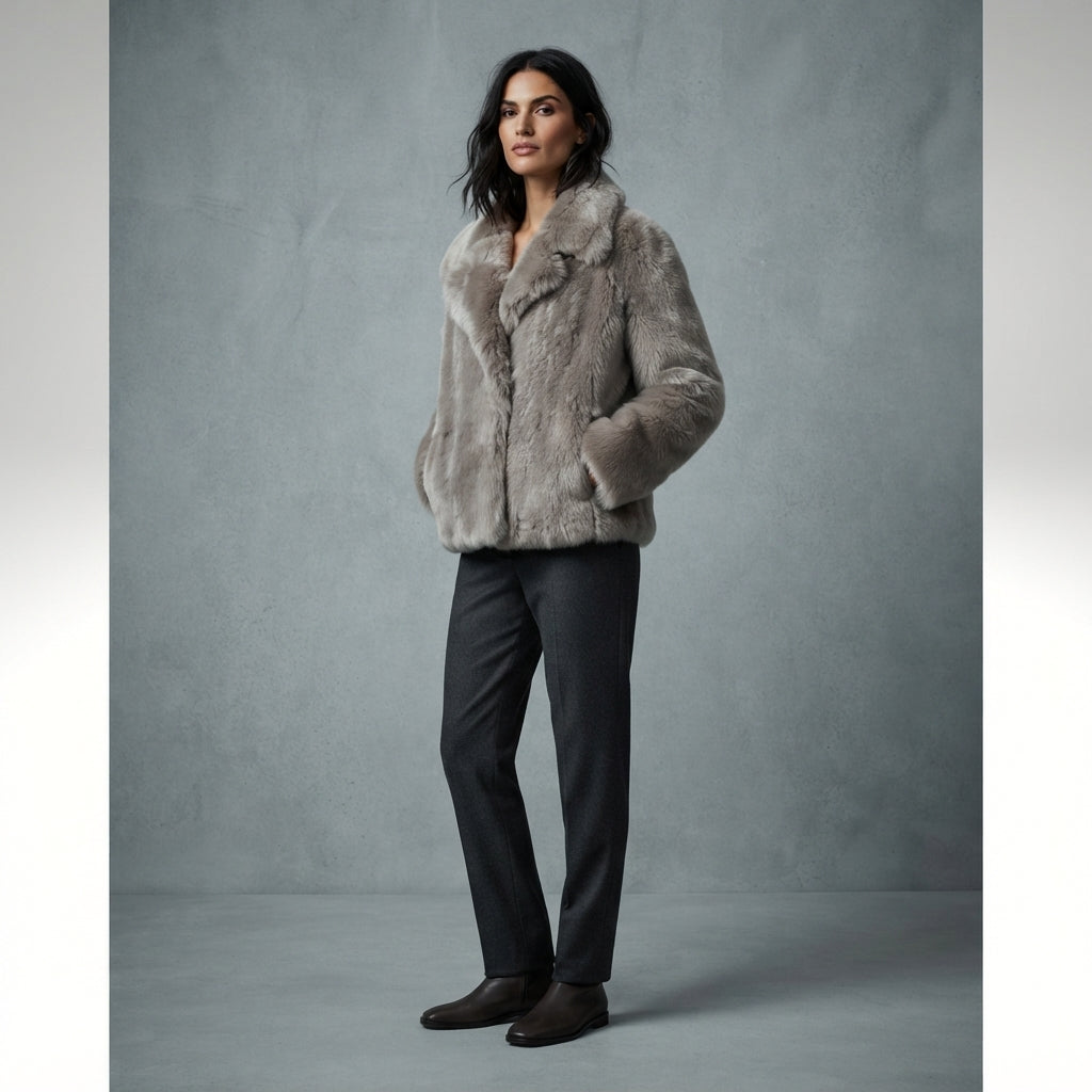 Women's Grey Shearling Jacket