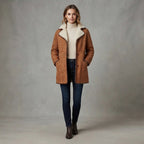Buy Women's Brown & White Sheepskin Coat