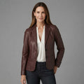 Women's Brown  Leather Blazer
