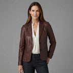 Women's Brown  Leather Blazer