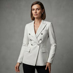 Women's White  Leather Blazer