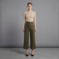 Women's Olive  Leather Capri