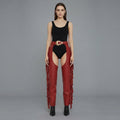 Women Black and RED  Leather Chaps