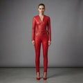 Women's Red Leather Jumpsuit