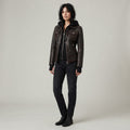 Women's  Black distressed Leather Jacket