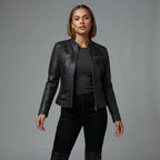 Women's  Black distressed Leather Jacket