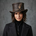 Buy Women's Stylish Brown Top Leather Hat