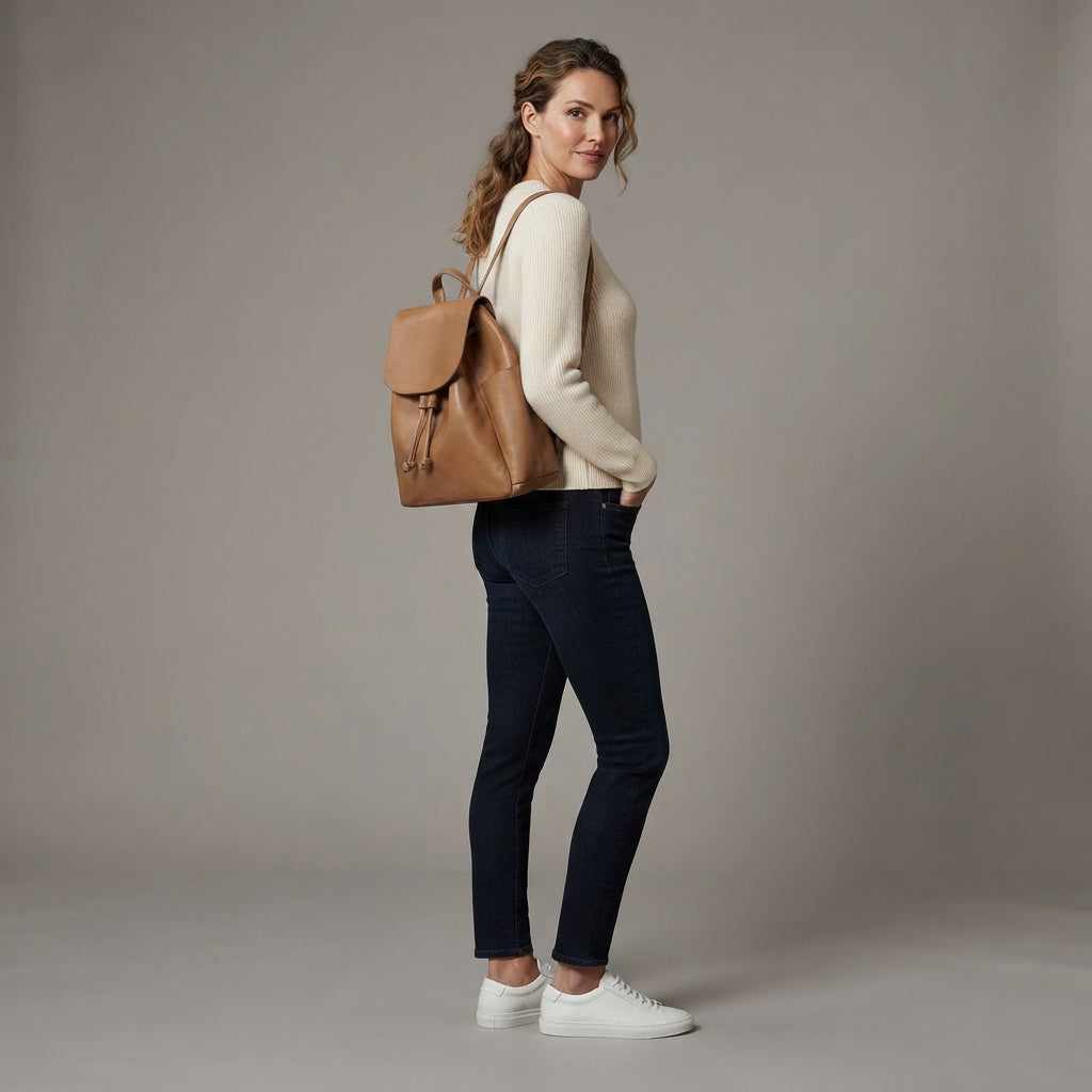 Women's Brown Leather Backpack