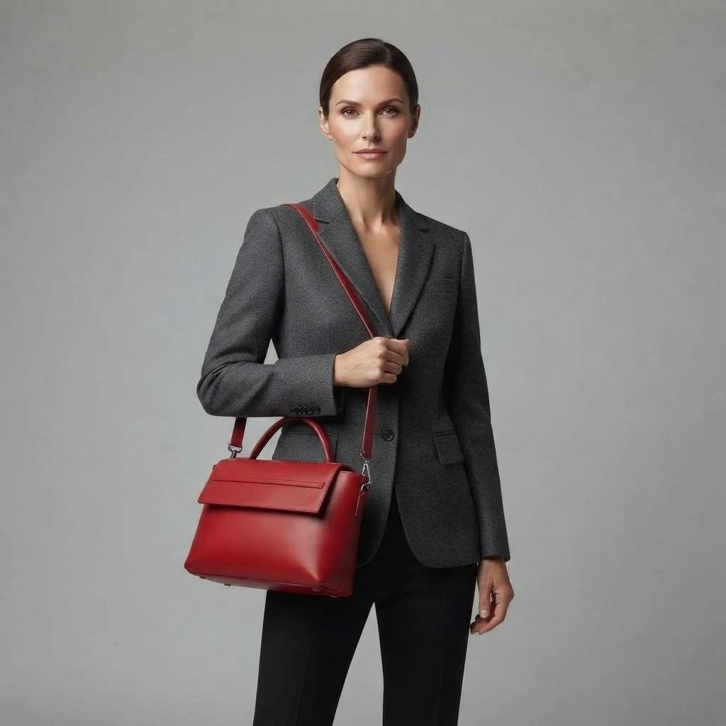 Women's Red  Leather Clutch