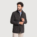 Dark charcoal or graphite-colored suede field jacket