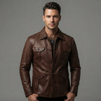 Buy Men's Brown Leather Safari Field Jacket