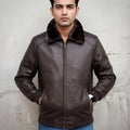 Men's Brown Leather Fur Jacket