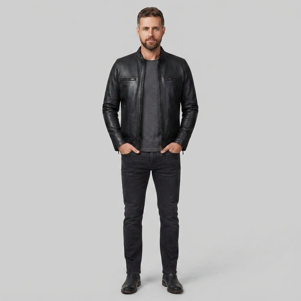 Men's Black Cafe Racer Jacket