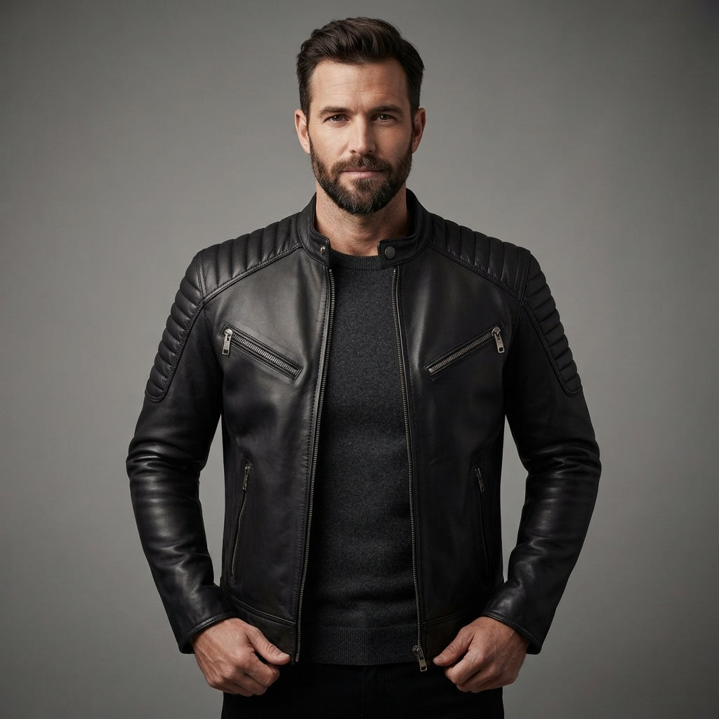 Men's Black Cafe Racer Jacket