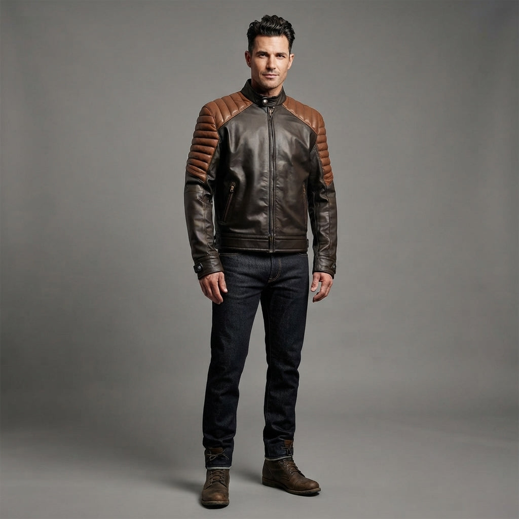 Men's Brown Cafe Racer Jacket